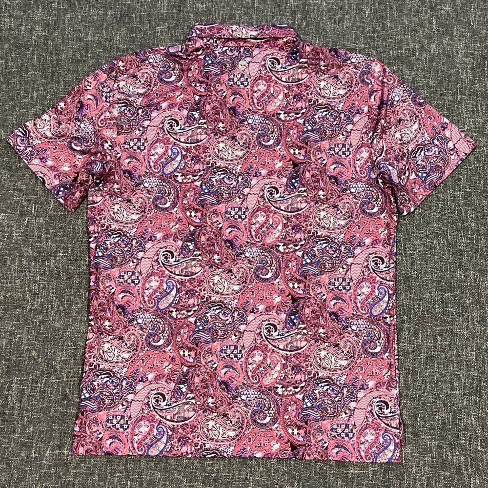 Robert Graham Polo Shirt Mens Medium Pink Paisley Vibrant Colorful Golf Summer - Picture 7 of 9